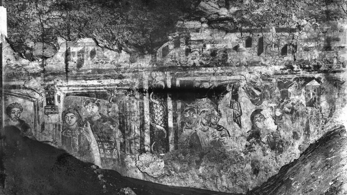 Original photograph from 1908 prior to detachment of mural in Müstair