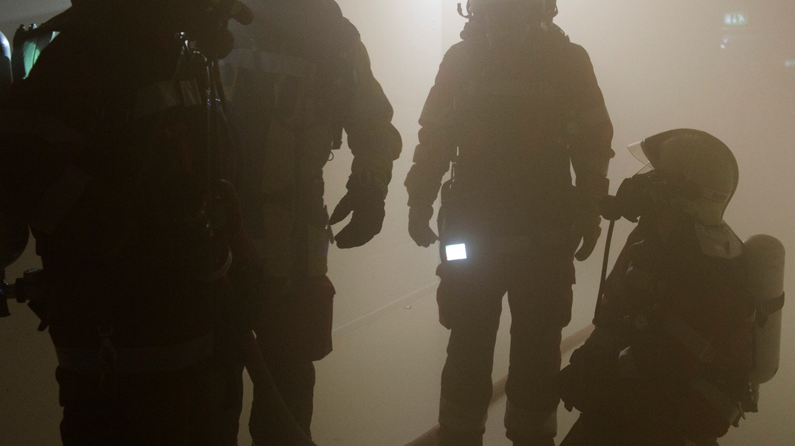 Firefighters during an exercise